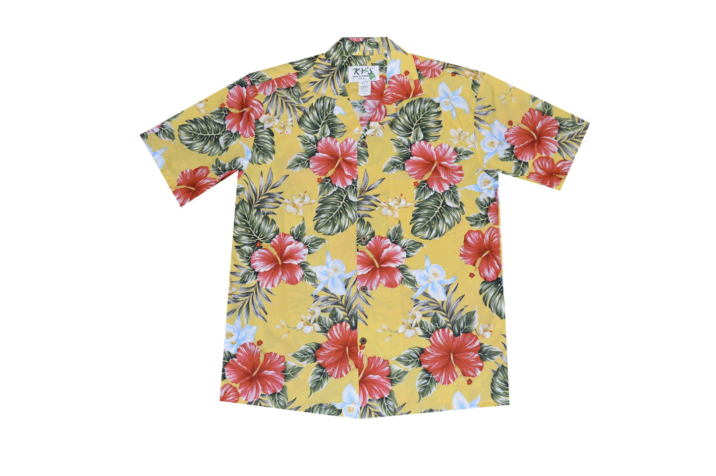 Hawaiian Kahala Hibiscus Men's Cotton Aloha Shirt