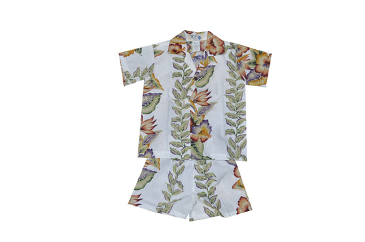 Hawaii Vintage Anthurium Hawaiian Boy Shirt -White