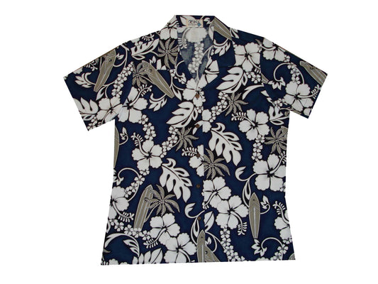 Lady Cotton Hawaiian Shirt Hibiscus Lei