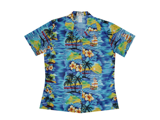 Lady Cotton Hawaiian Shirt Hawaii Sunset