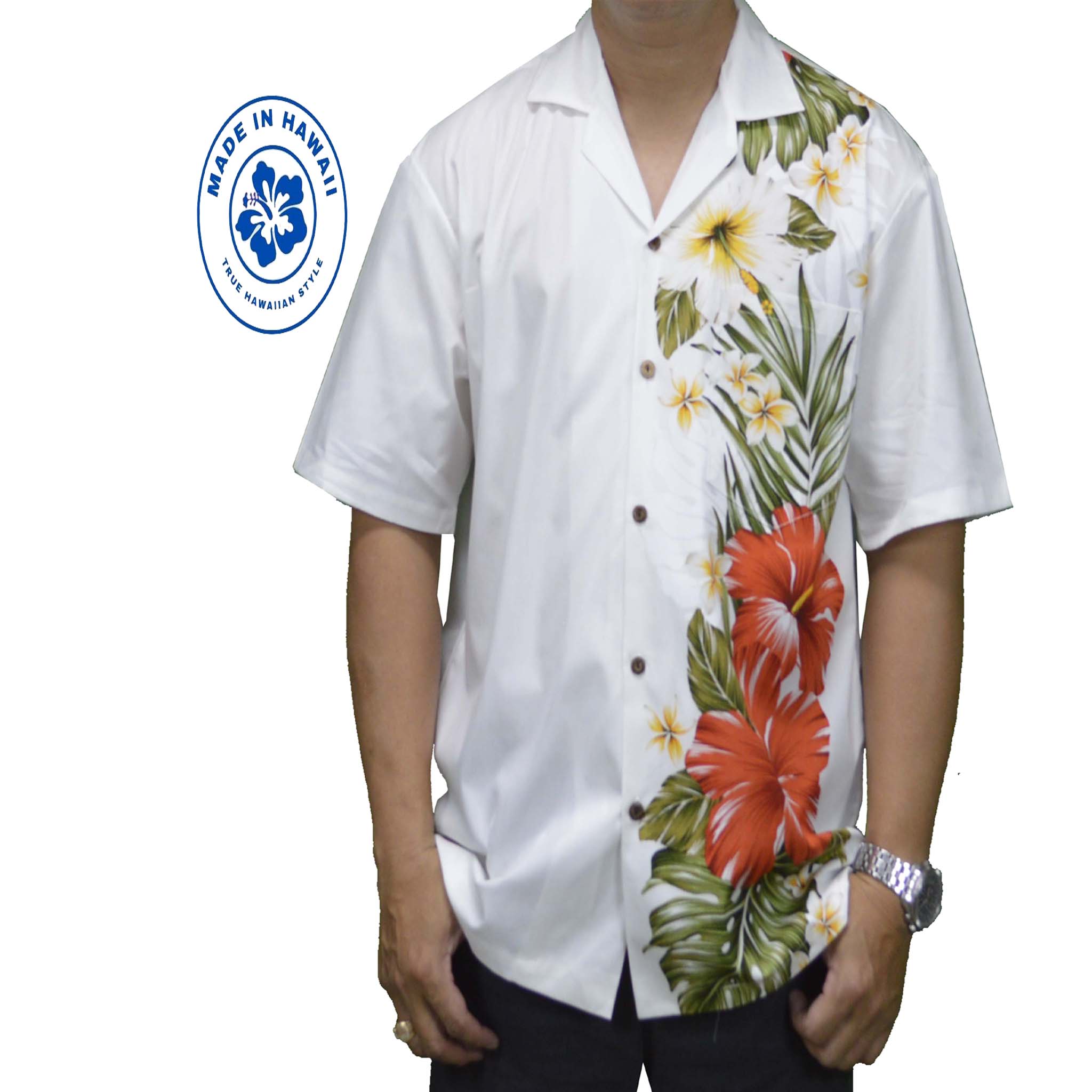 White Hibiscus Slim Fit Hawaiian Aloha Shirts for men made in Hawaii | Free  Shipping — kyifi.com