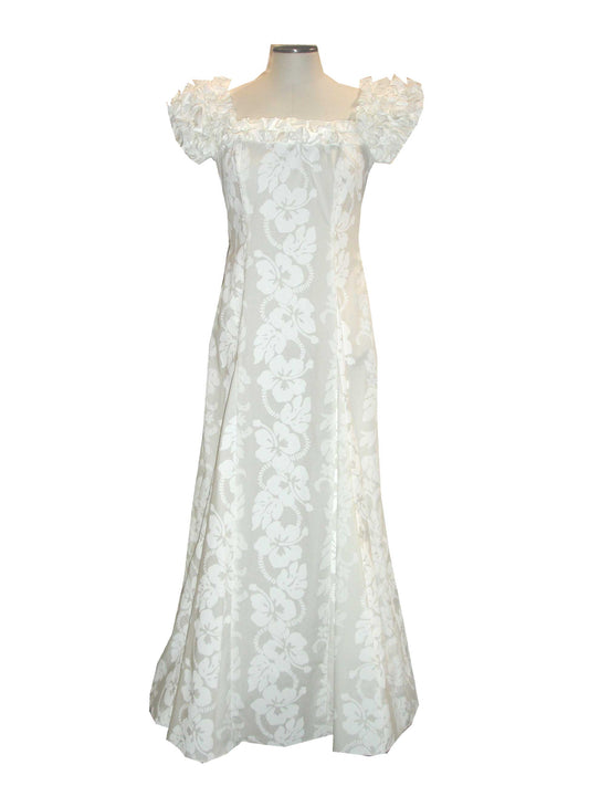 Royal Leis Off-shoulder Ruffle Long Muumuu Wedding Dress for Bride or Bridesmaids