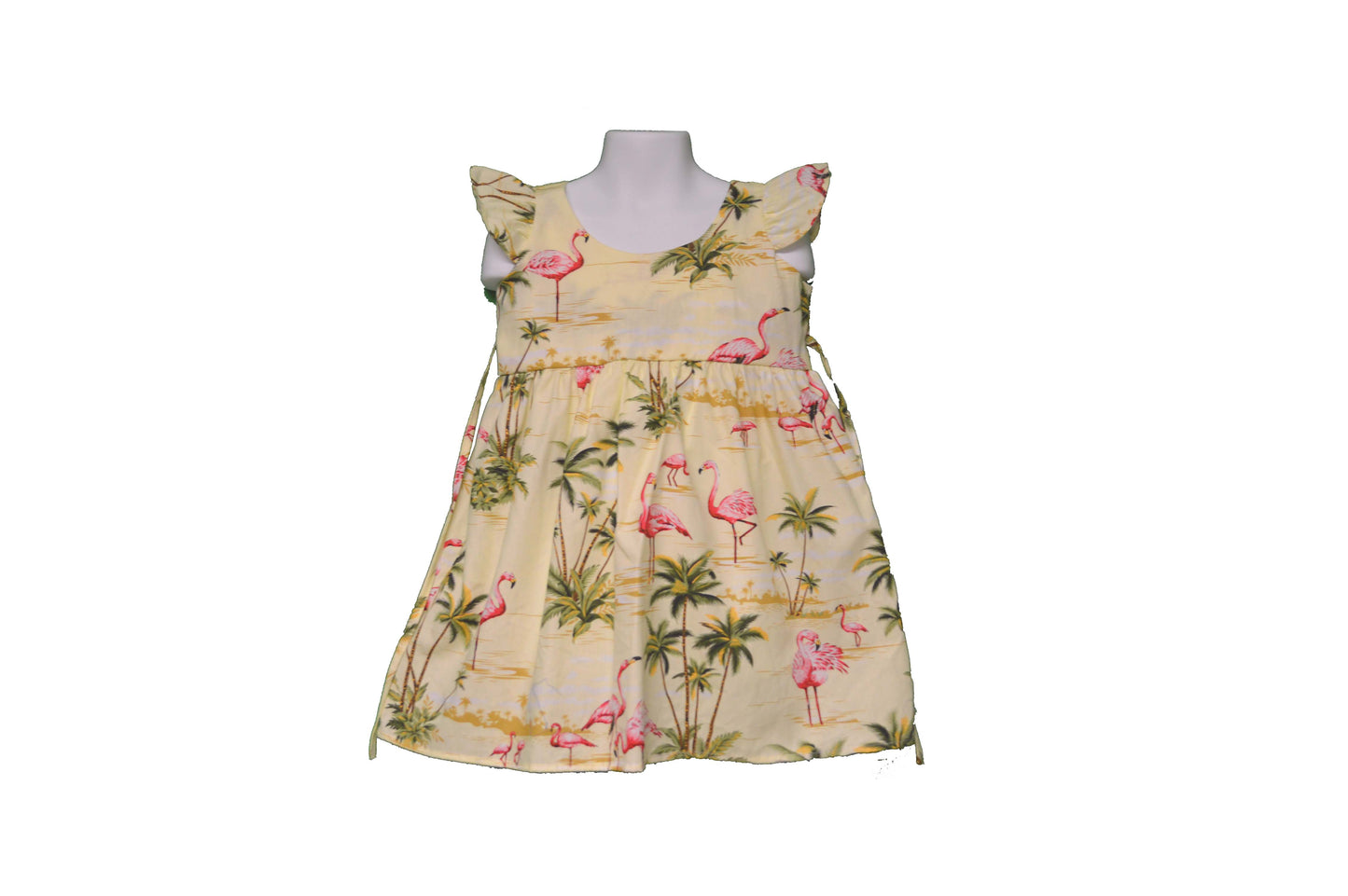 Little Girl Hawaiian Dress Flamingo and Palm Tree Design
