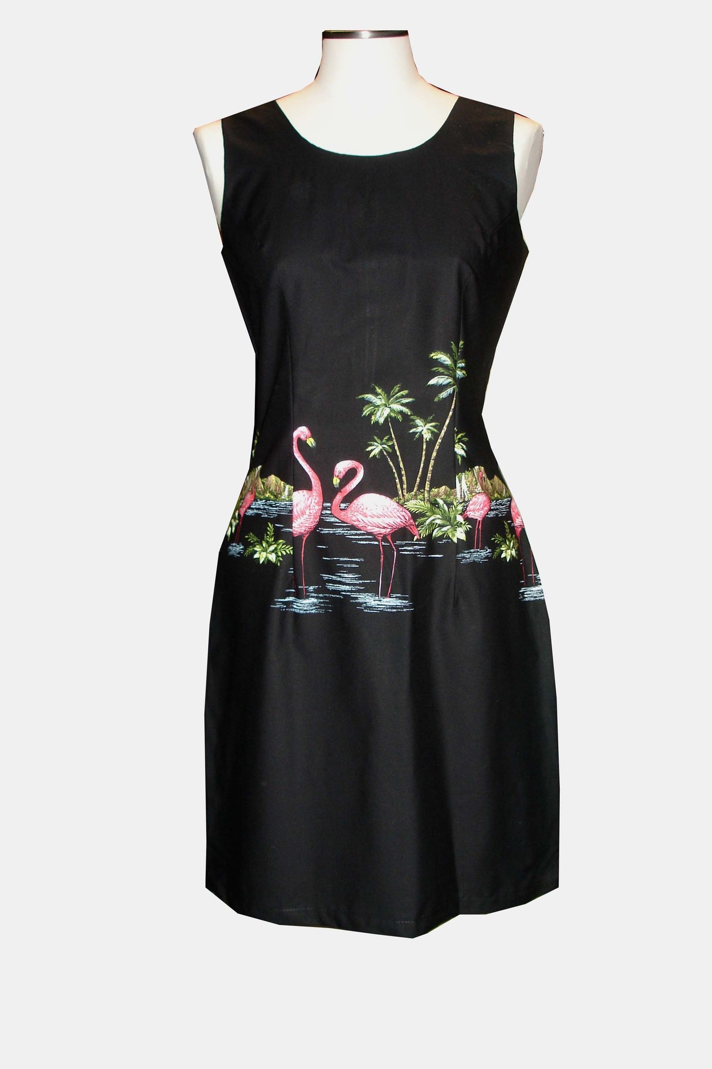 Short Hawaiian Tank Dress Flamingo Border Design