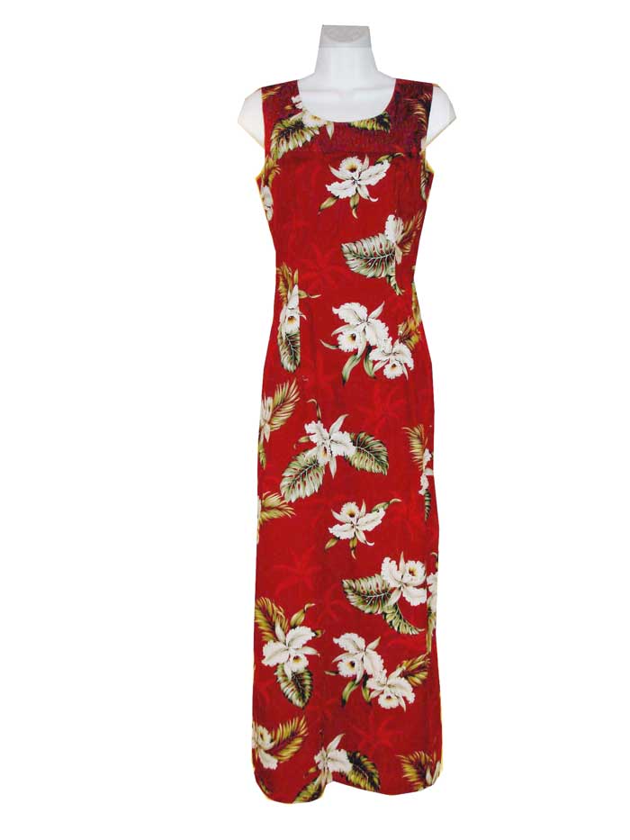 Classic Hibiscus Long Hawaiian Tank Dress