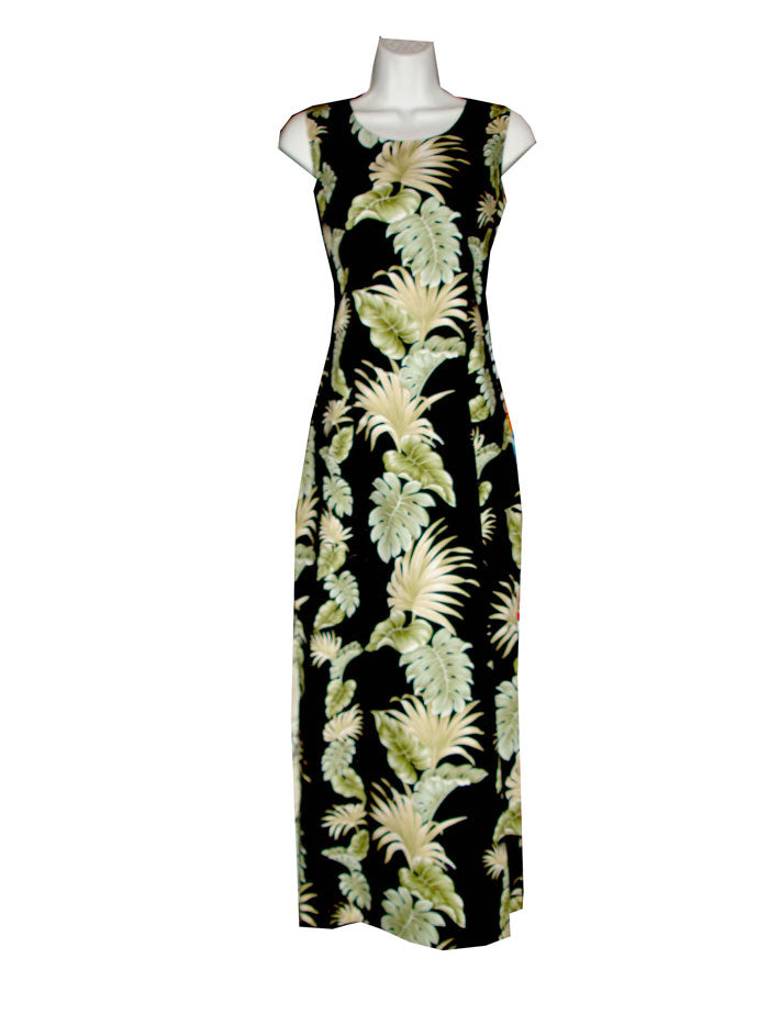 Palm Leaf Long Sleeveless Hawaiian Tank Dress