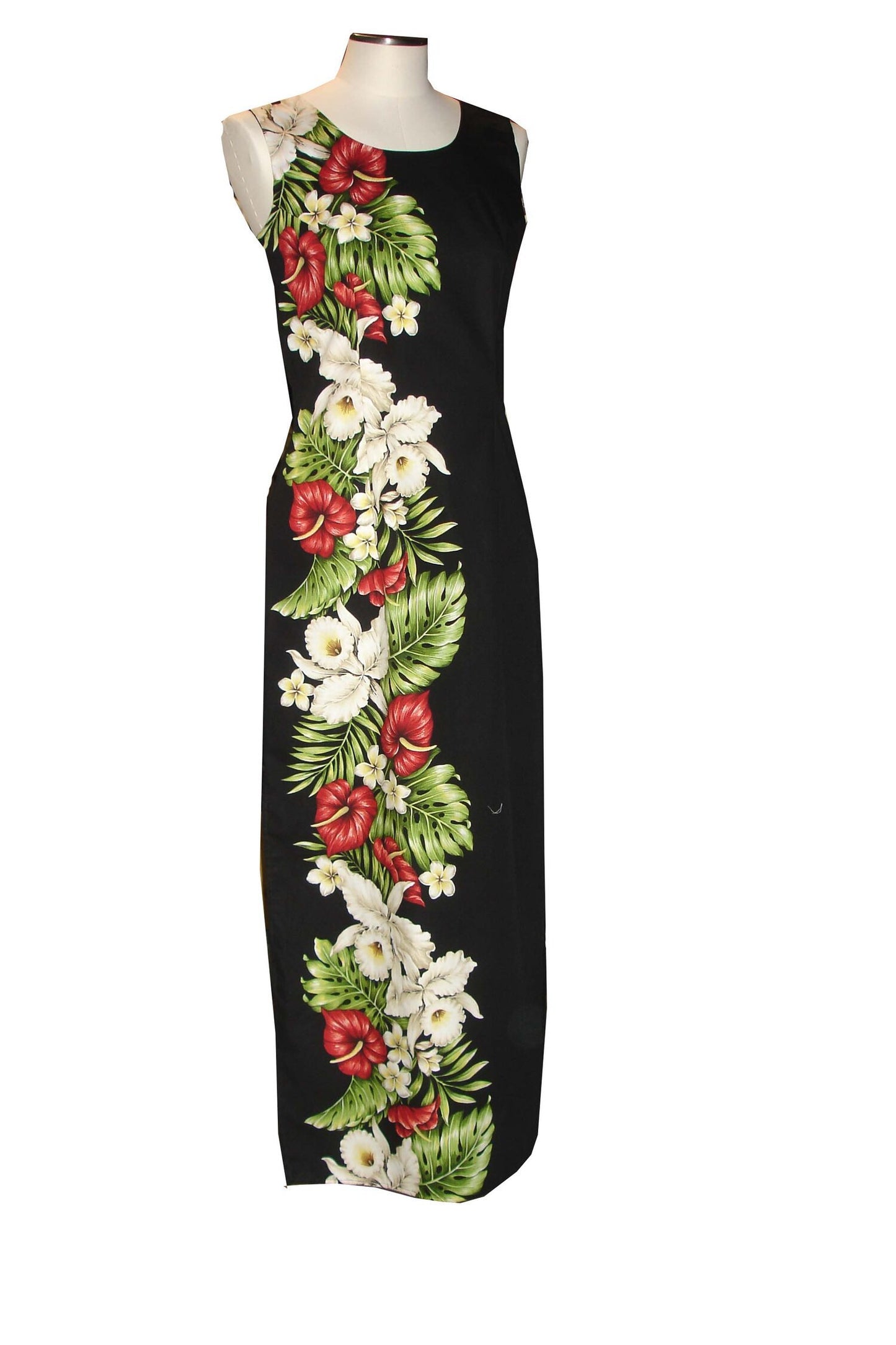 Kona Tropical Flowers Border Design Long Tank Dress 100% Cotton