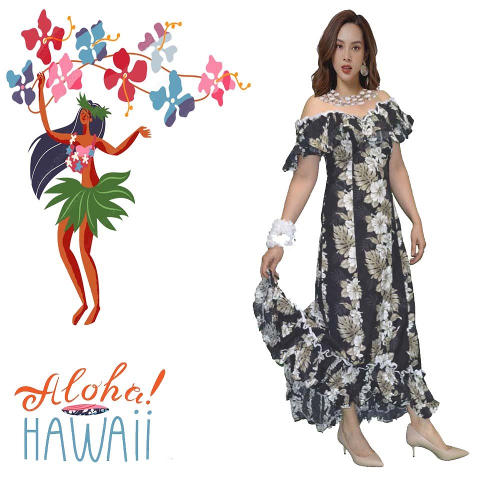 Dancing Dress Long Cotton Hawaiian Muumuu Dress Made in Hawaii