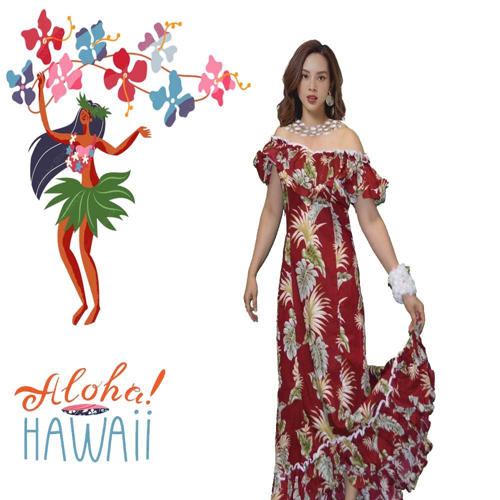 Party and Dancing Dress Long Cotton Hawaiian Muumuu Dress Made in Hawaii