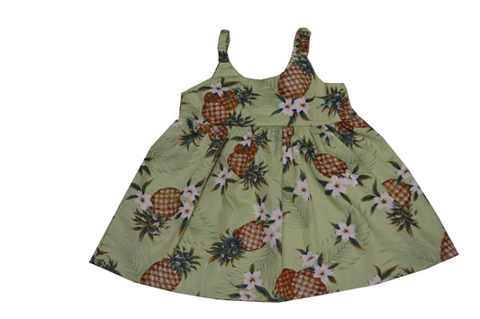 Pineapple Summer Bungee dress for Little Princess Soft Cotton Made in Hawaii