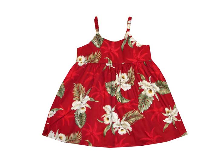 Orchids Sunny Bungee Dress for Little Girls Soft Cotton Made in Hawaii