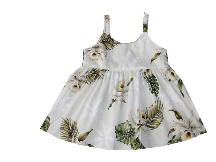 Orchids Sunny Bungee Dress for Little Girls Soft Cotton Made in Hawaii