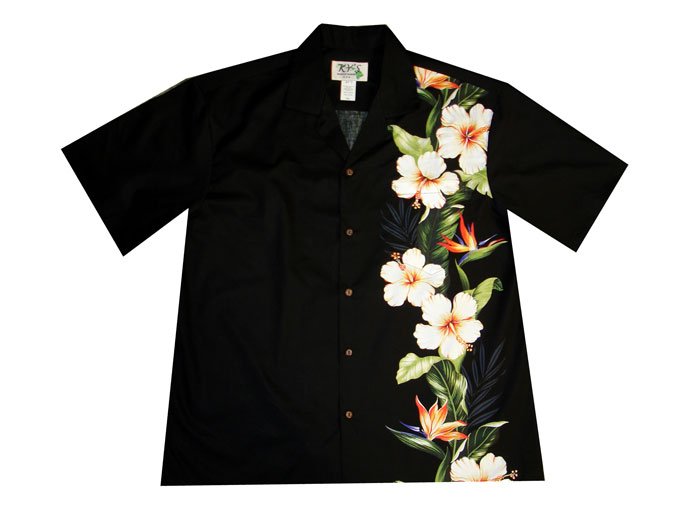 Side Floral Design Hawaiian Long Dress Matching Men's Shirt Couple Outfits