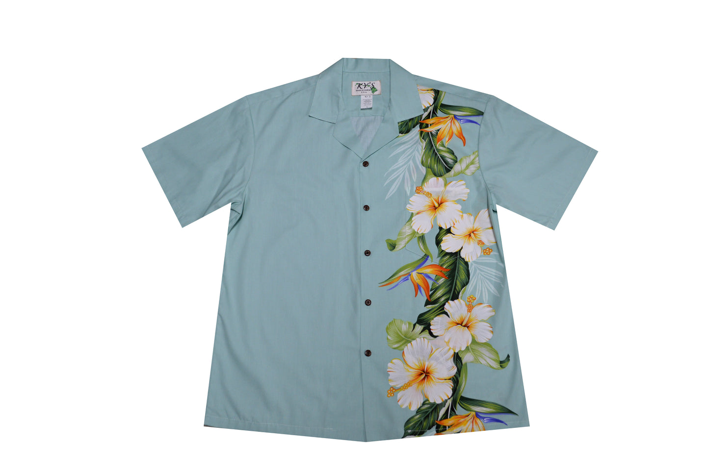 Hibiscus Shinning Men's Hawaiian Wedding or Party Cotton Shirt