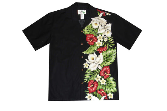 Men's Hawaiian Wedding or Party Cotton Shirt Kona Tropical Flower Side Pattern