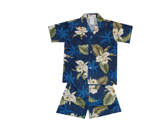 Cotton Hawaiian Little Palm Tree Boy Shirts and Boy Cabana Sets