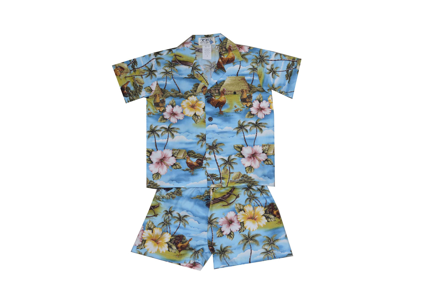Hawaiian Island Rooster Boy Shirt and Little Boy Sets