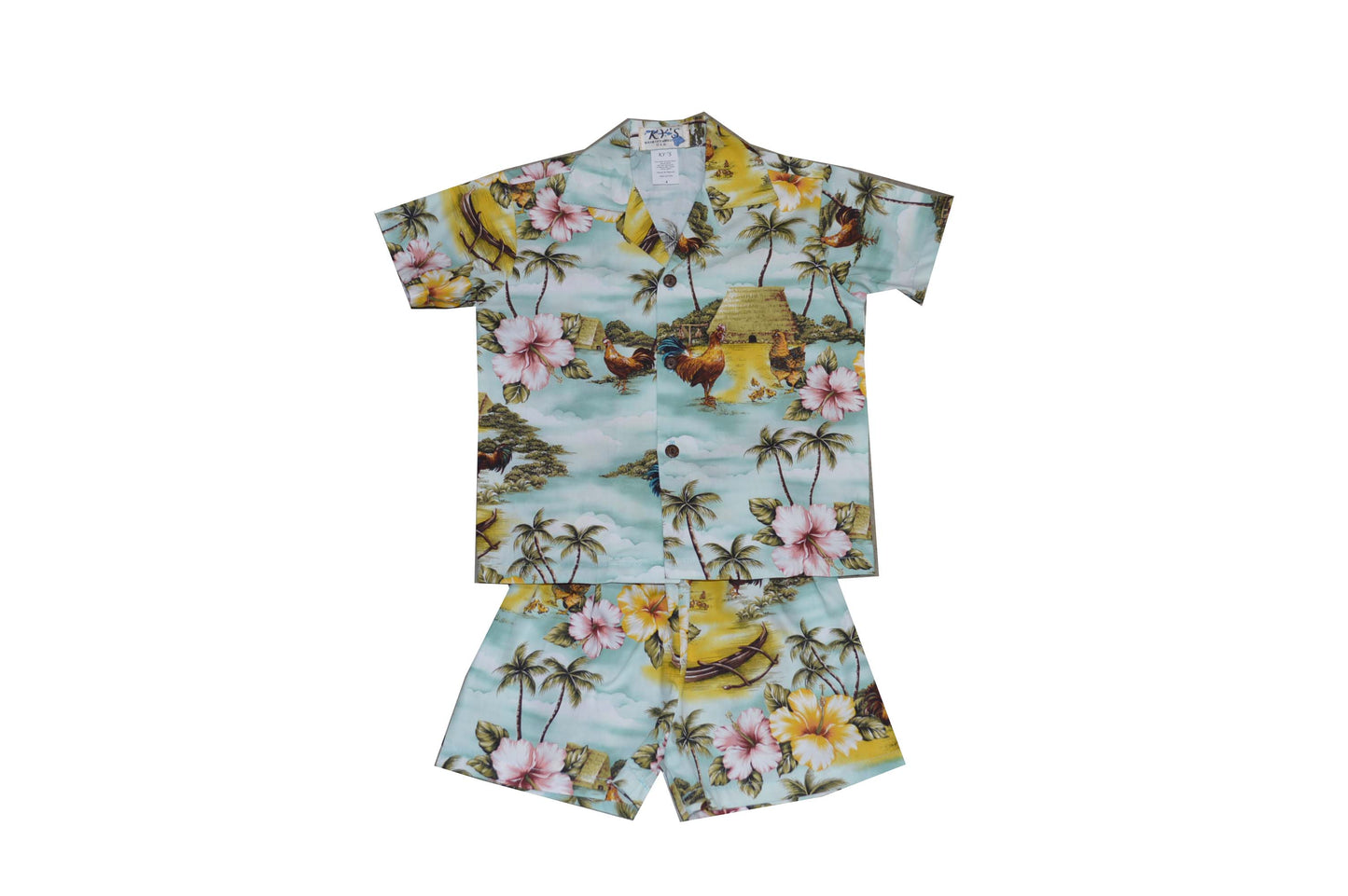 Hawaiian Island Rooster Boy Shirt and Little Boy Sets