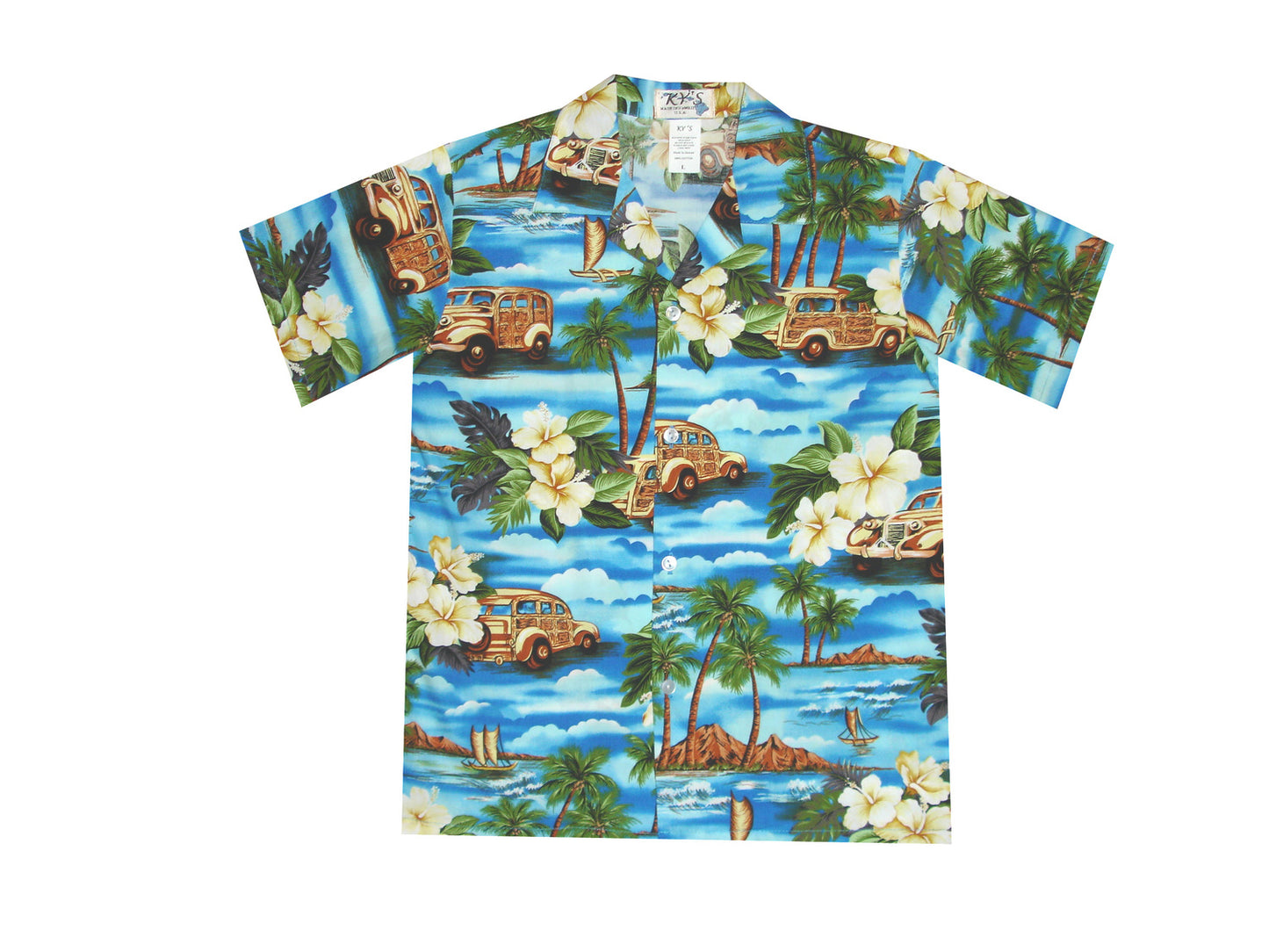 Car Parked by the Sea Made in Hawaii 100% Cotton Hawaiian Boy Shirts and Boy Cabana Sets