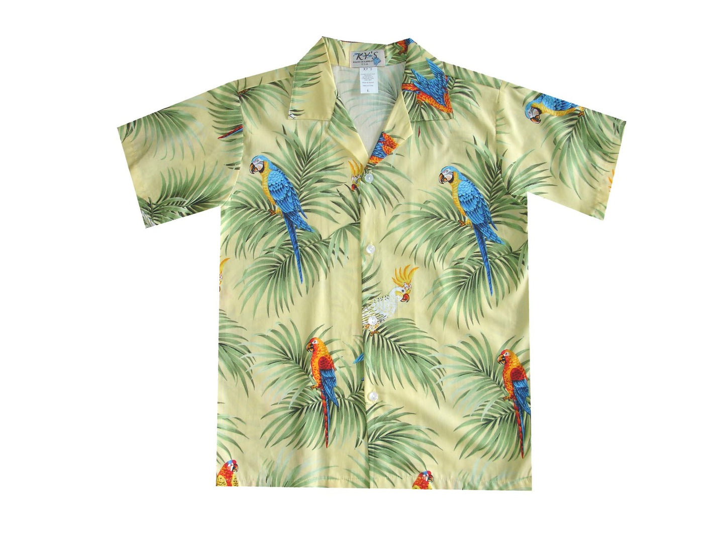 Parrot on the Leaf Cotton Hawaiian Boy Shirts and Boy Cabana Sets