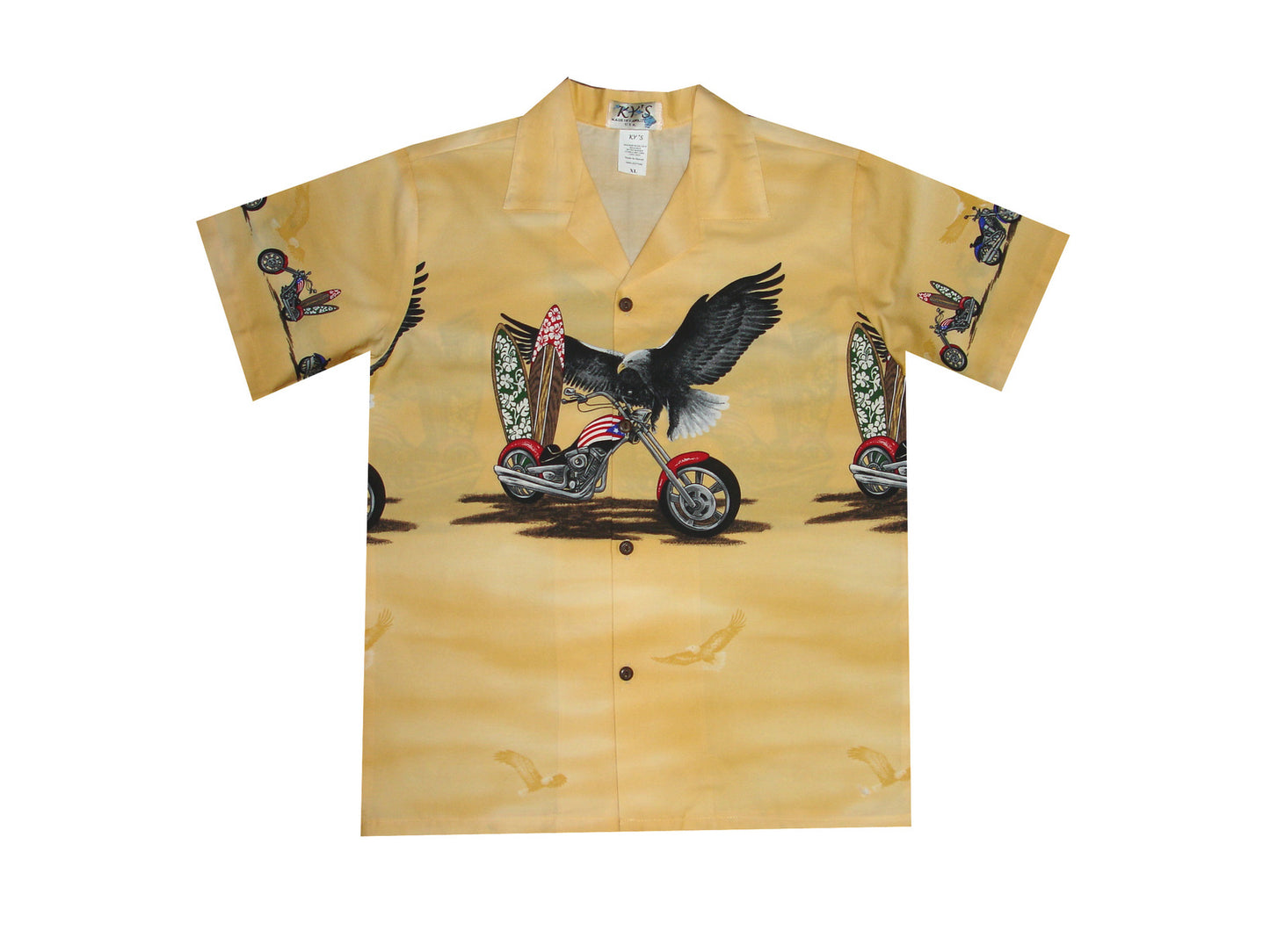 Classic Motorcycles And Eagle Hawaiian Boy Shirt -Yellow