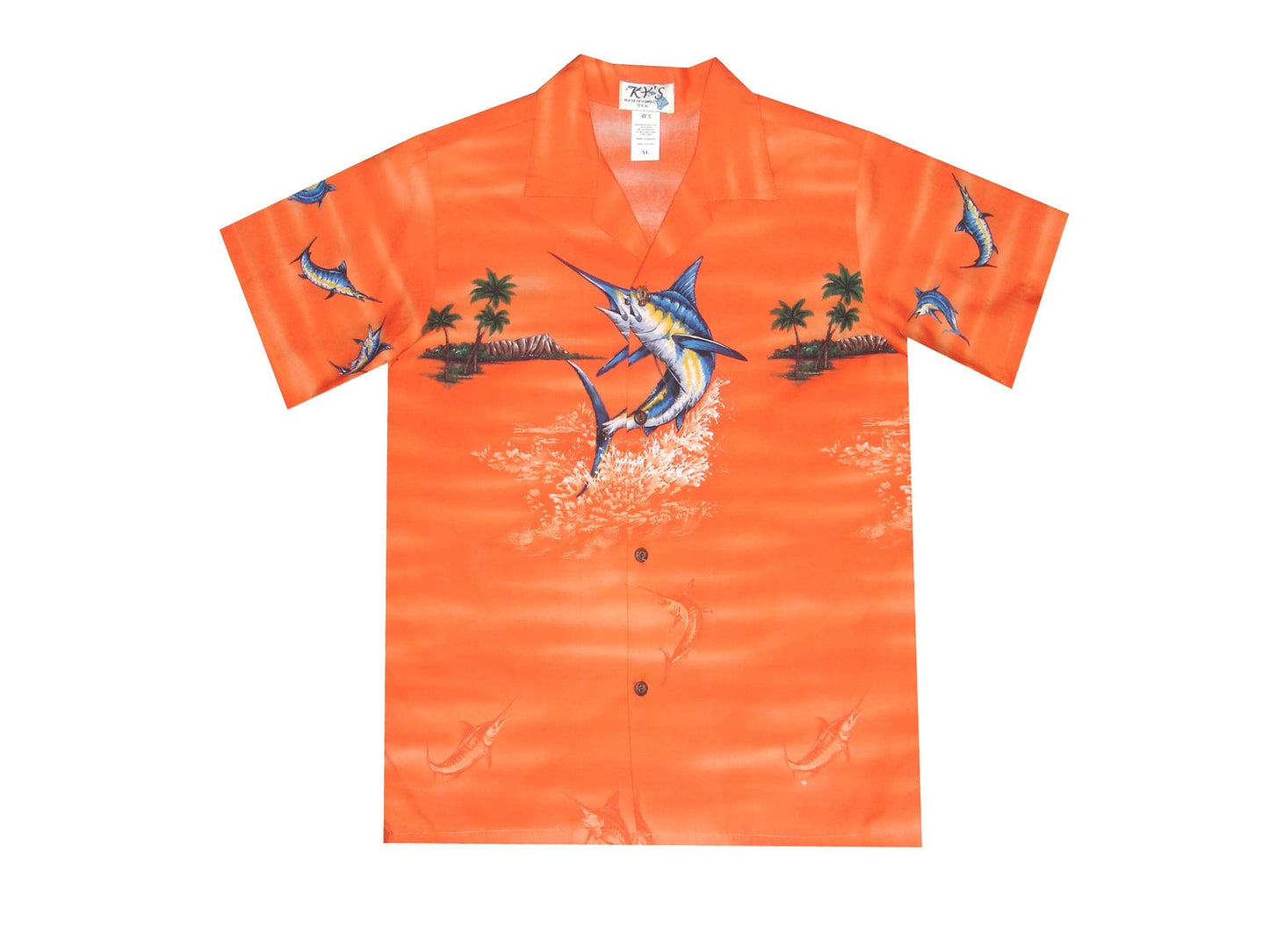 Marlin Island Hawaiian Boy Shirt -Orange