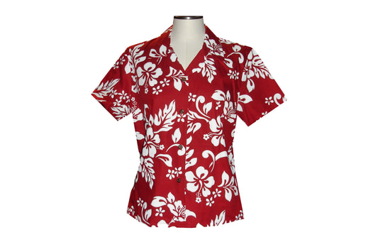 Cotton Fit Women's Aloha Blouse Original Hibiscus