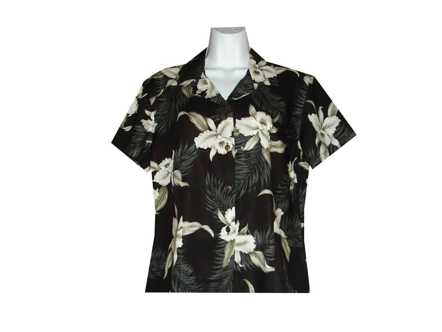 Women Rayon Aloha Shirt Lulumahu Orchid Design