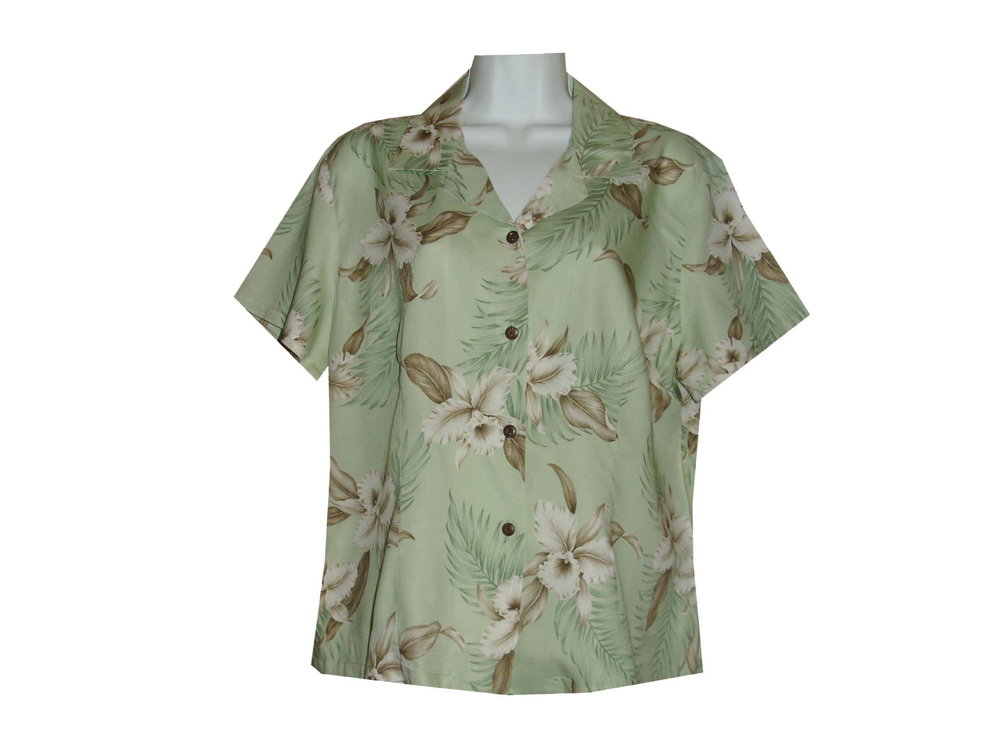 Women Rayon Aloha Shirt Lulumahu Orchid Design