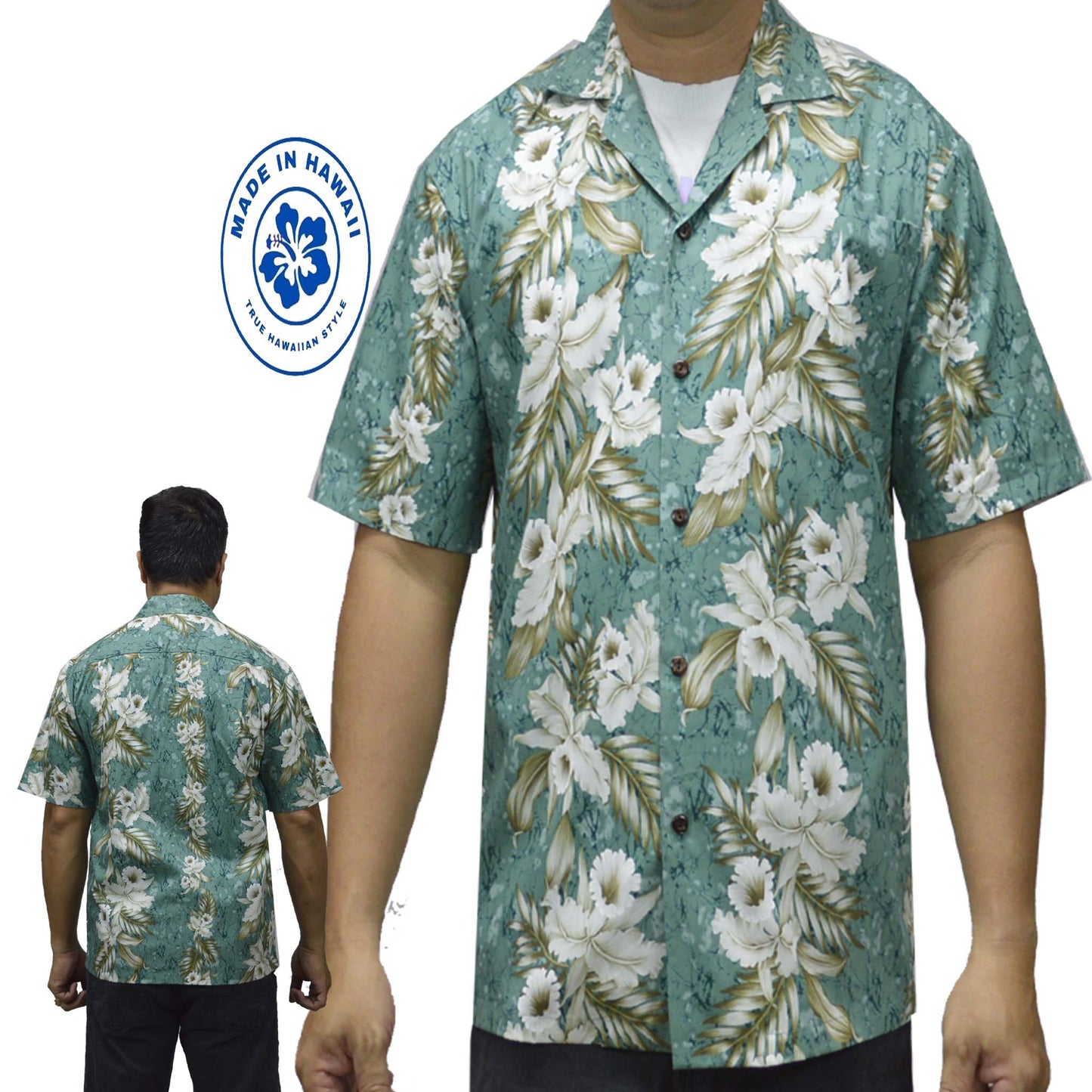 Wedding Long Muumuu Hawaiian Pern Orchid Panel Dress Matching Men's Shirt
