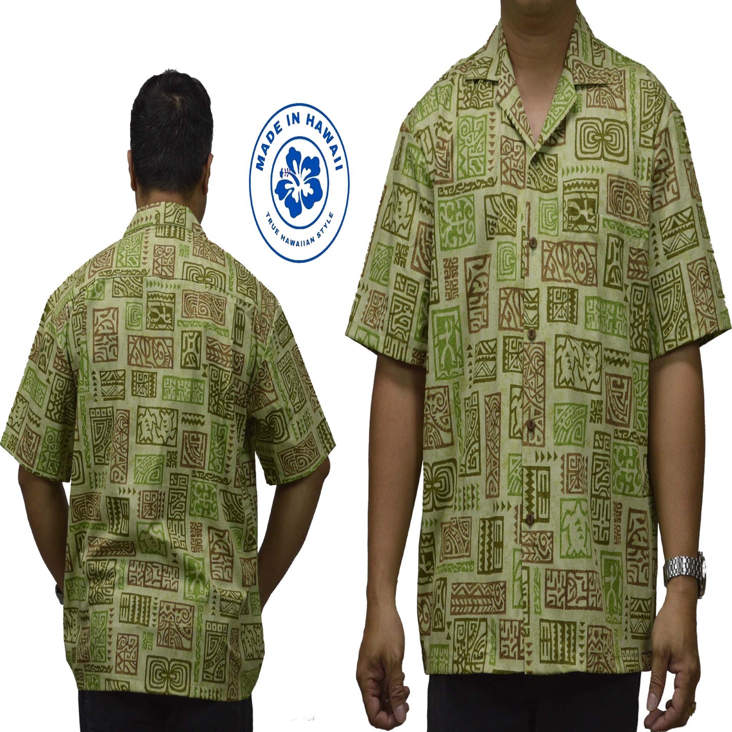 Custom Hawaiian Shirt Vintage Tapa -Green