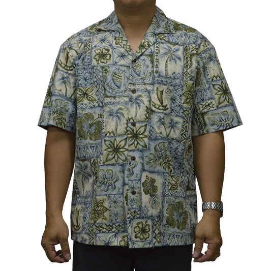 Honu Tapa Hawaiian Reverse Shirt - Blue