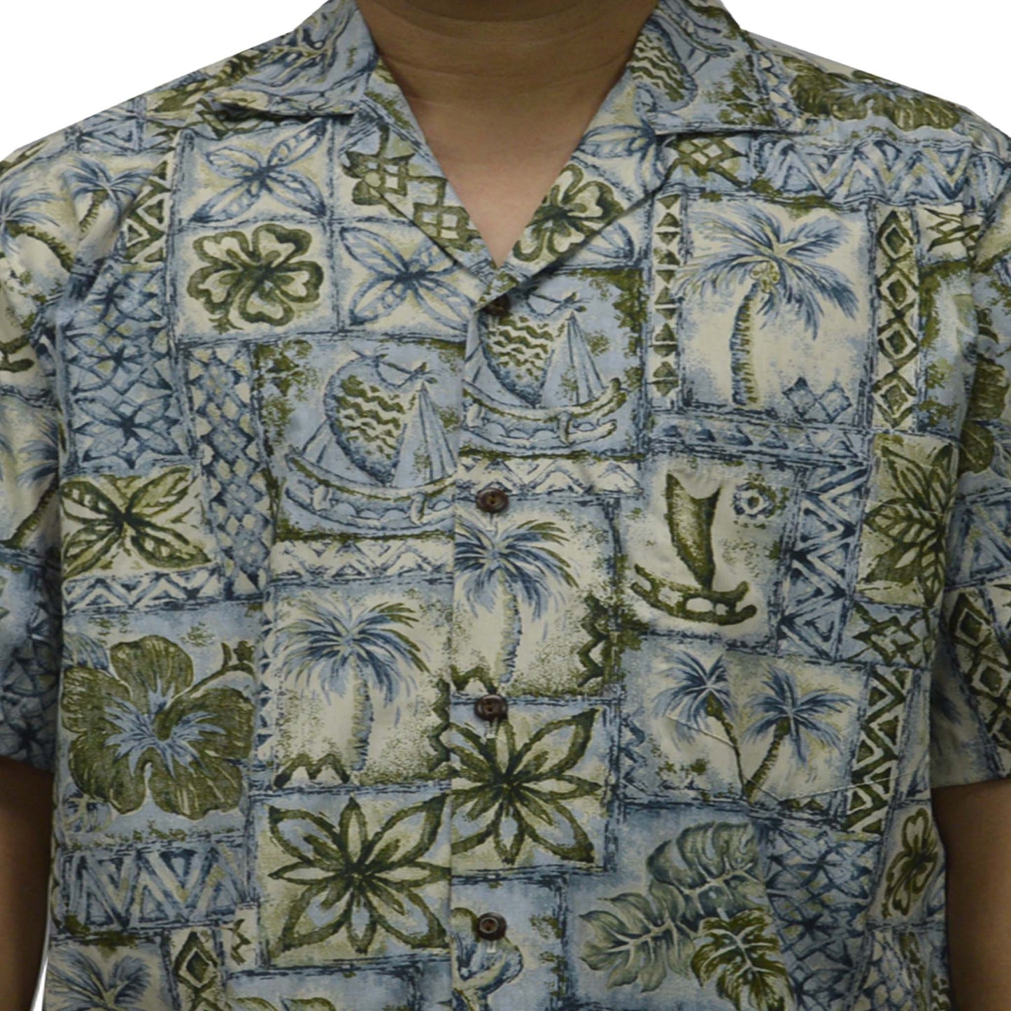 Honu Tapa Hawaiian Reverse Shirt - Blue
