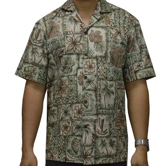 Honu Tapa Hawaiian Reverse Shirt - Green