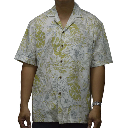 Ky's Hawaiian Reverse Shirt Vintage Monstera - White