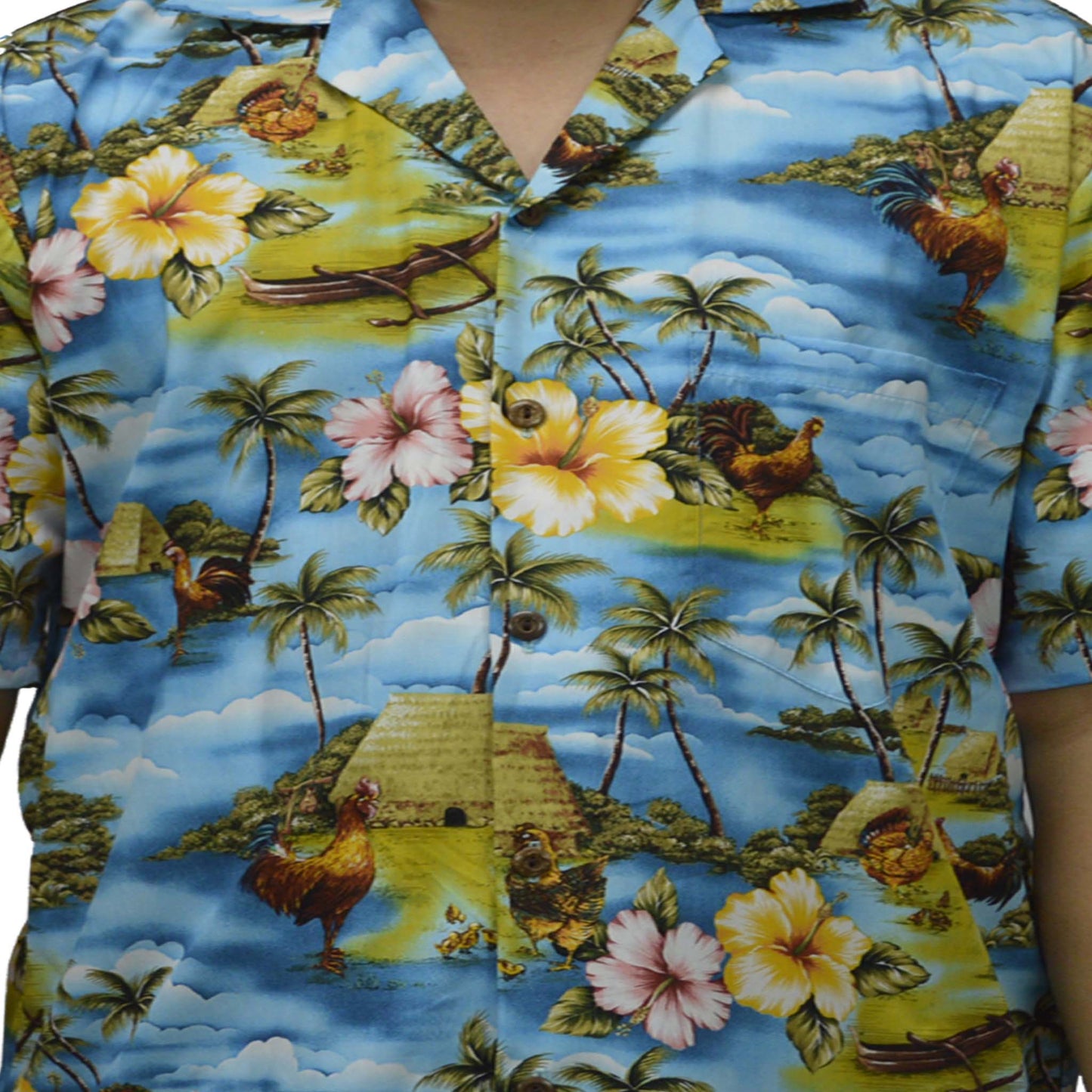 Custom Hawaiian Shirt Rooster -Blue