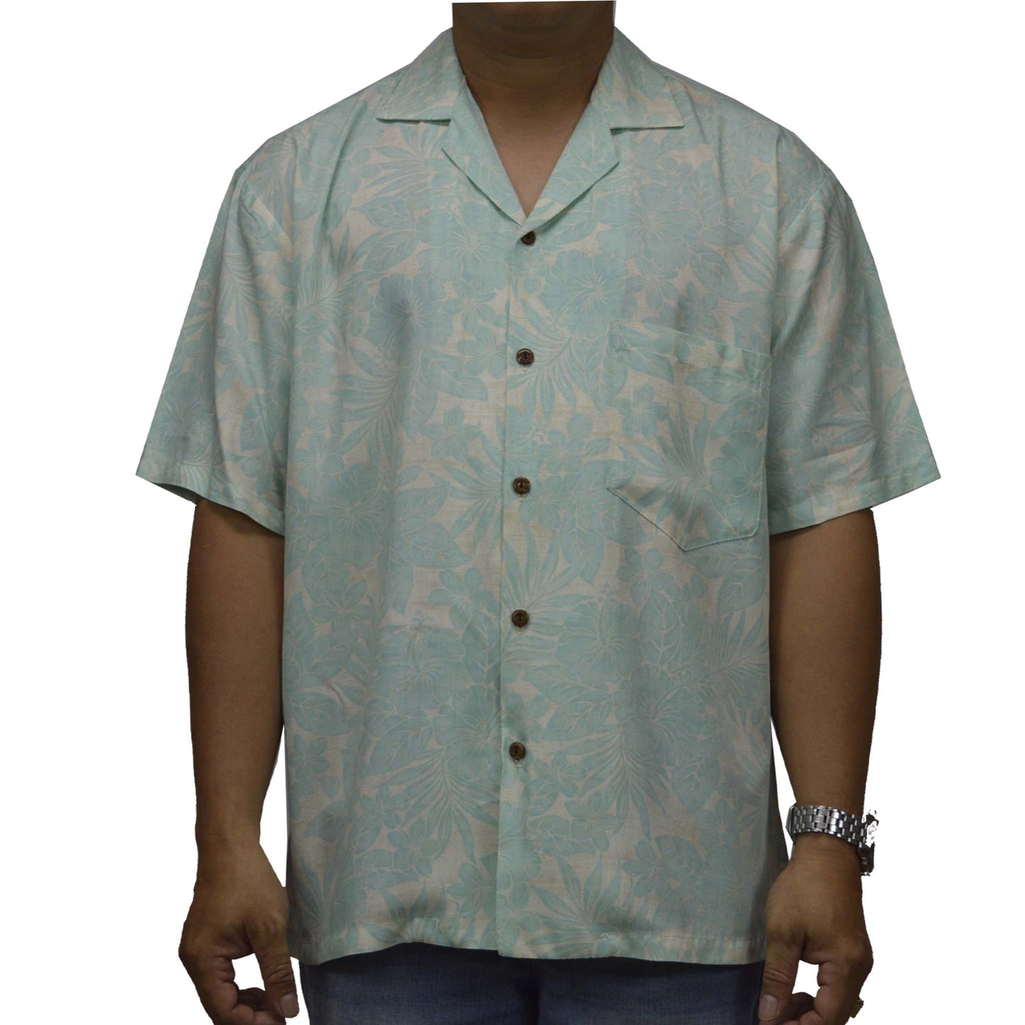 Locally made in Hawaii: Rayon Hawaiian Shirt Manoa Orchid -Green
