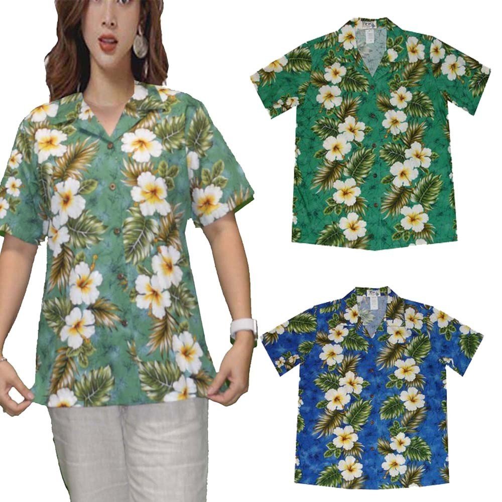 Couple Matching Women and Men Cotton Shirts Hawaiian Hibiscus