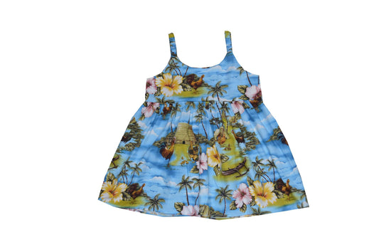 Summer Bungee dress Pali Lookout Rooster for Little Girls Soft Cotton Made in Hawaii