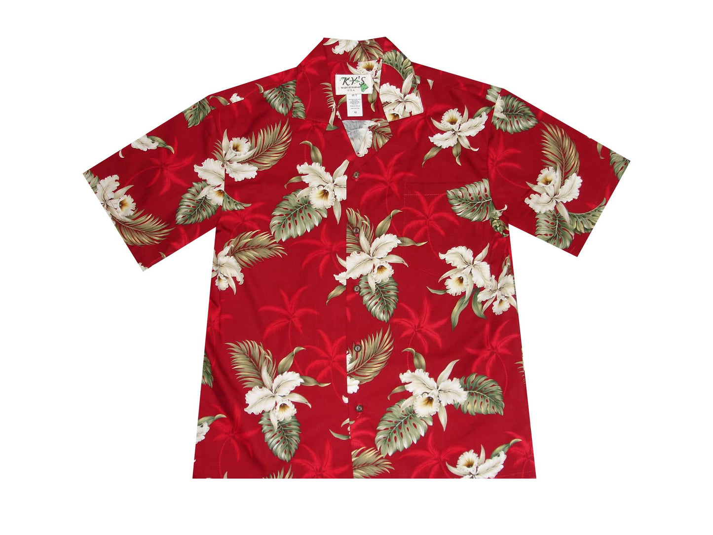 Cotton Hawaiian Shirt Classic Orchid -Red