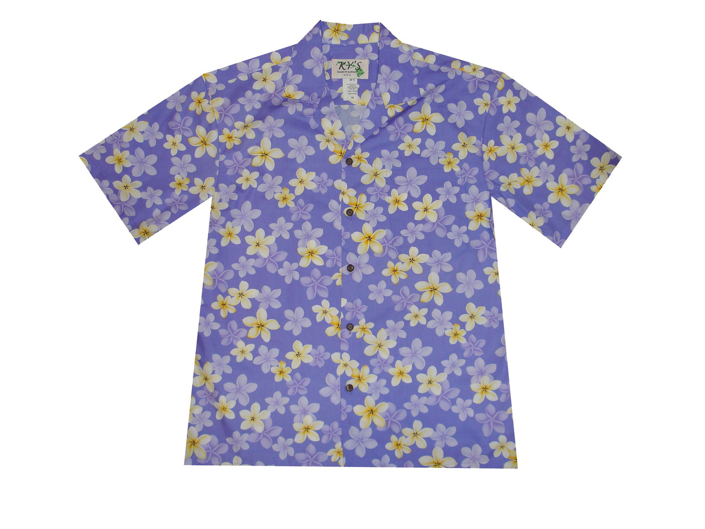 Cotton Hawaiian shirt Plumeria-Purple