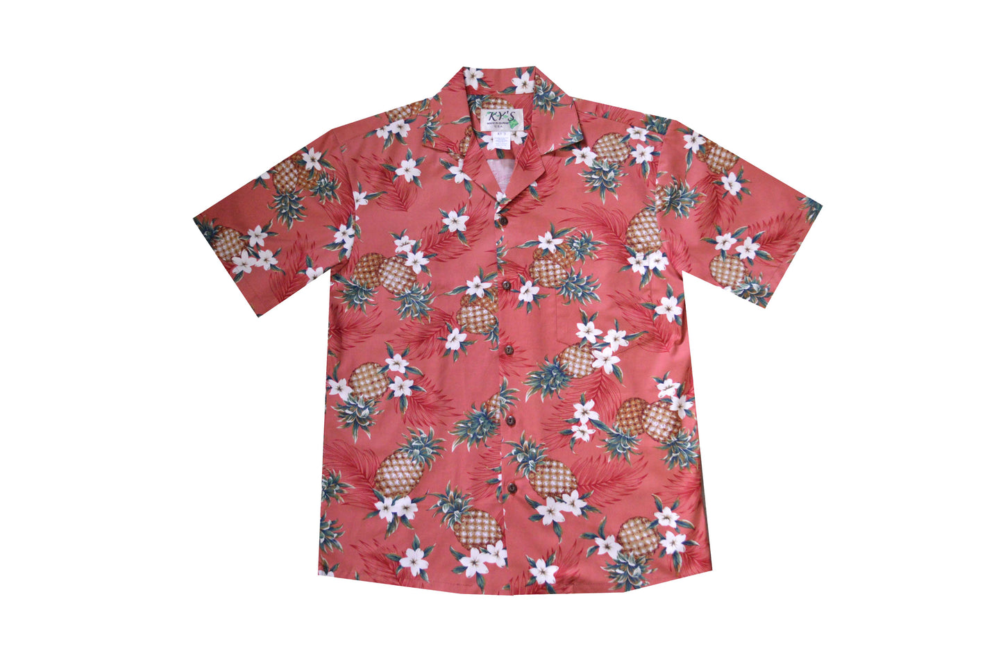 Cotton Hawaiian Shirt Golden Pineapple-Red
