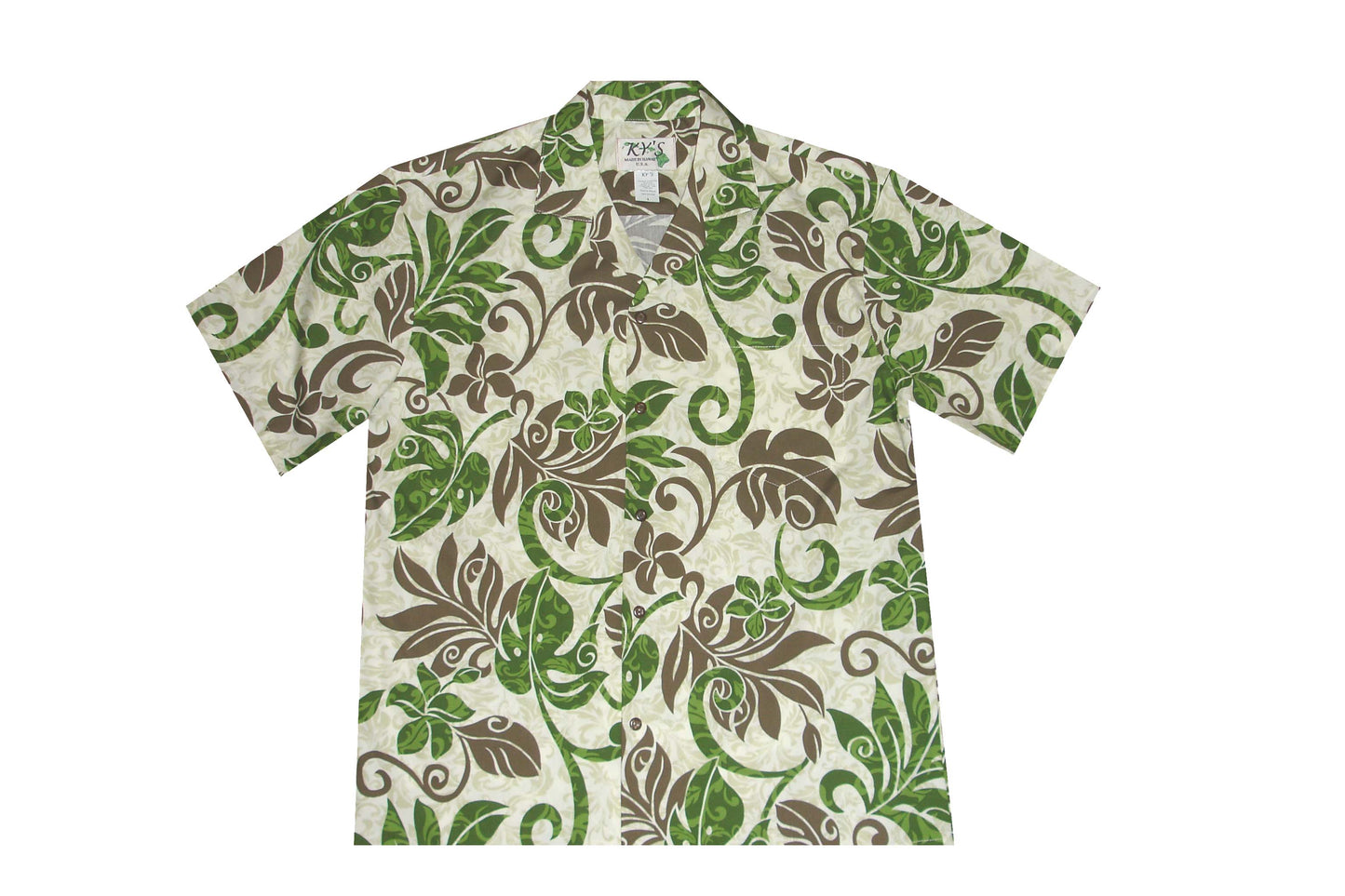 Cotton Hawaiian Shirt Wind Monstera -Green