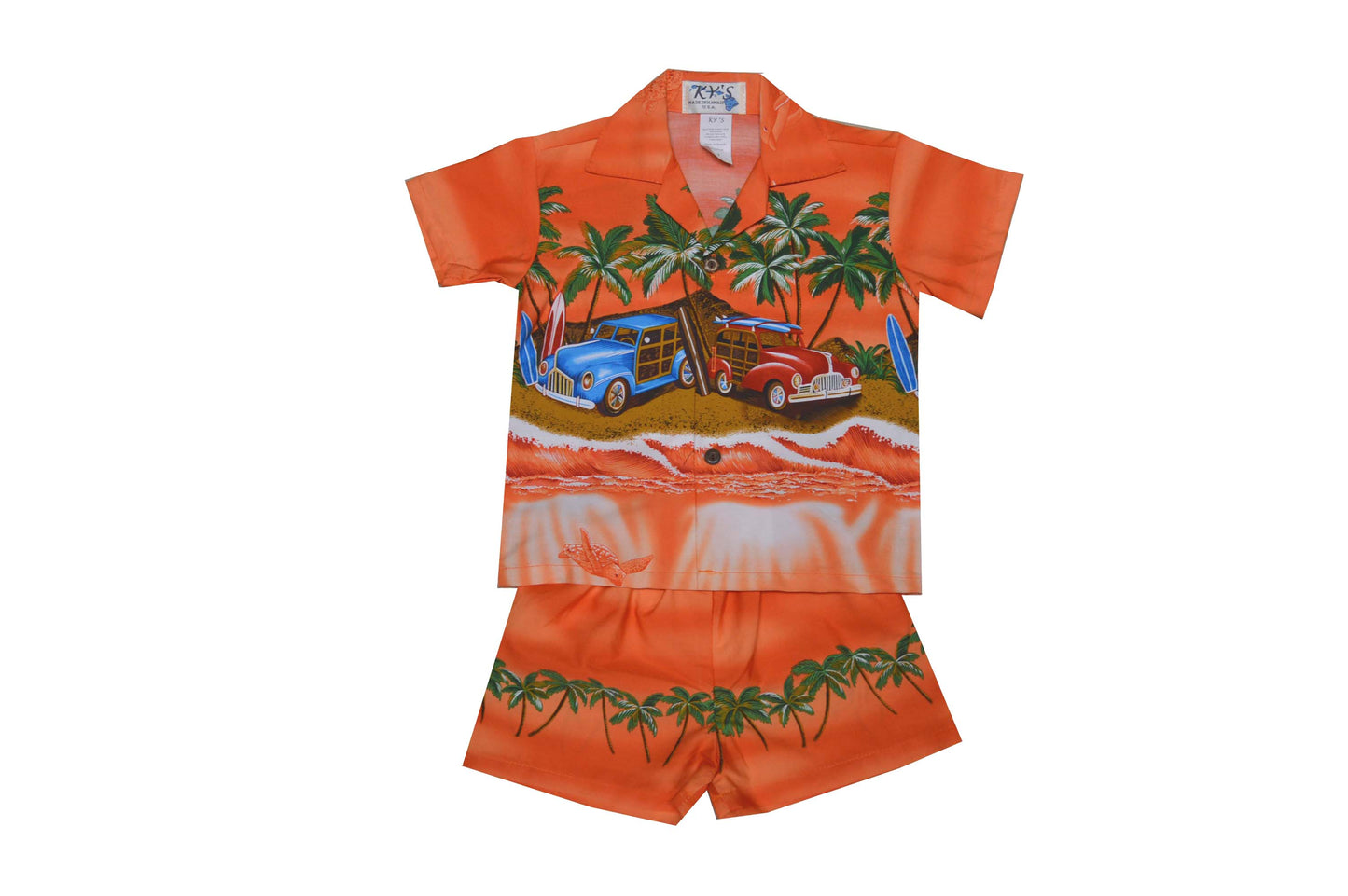 Woody Cars Hawaiian Boy Shirt -Orange