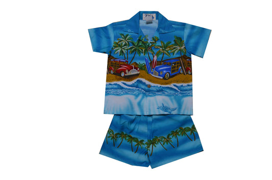 Woody Cars Hawaiian Boy Shirt -Blue