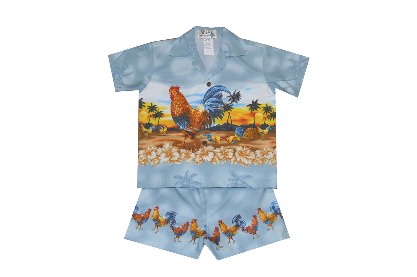 Hawaii Rooster Hawaiian Boy Sets -Blue