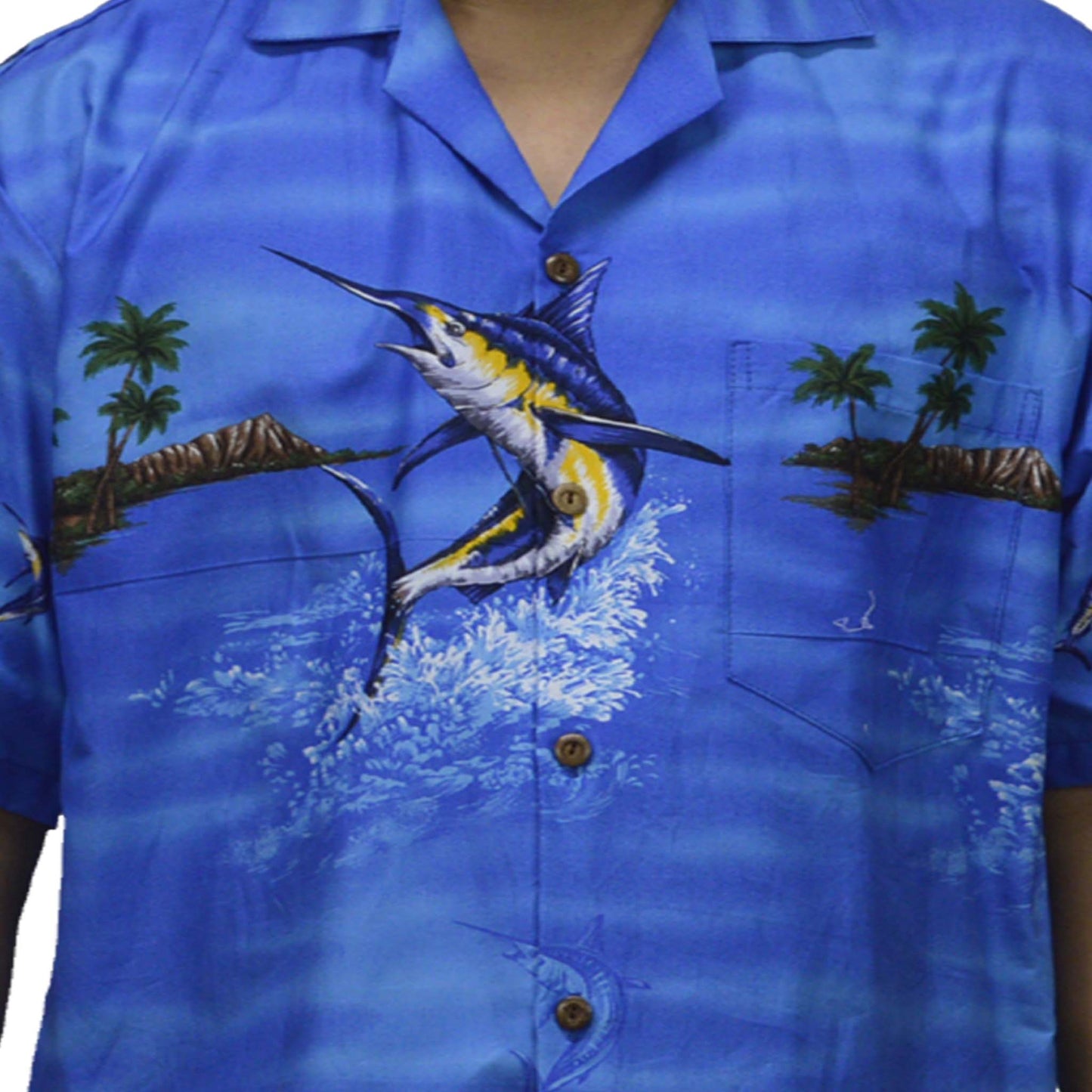 Ky's Hawaiian Cotton Shirt Marlin Breeze - Navy