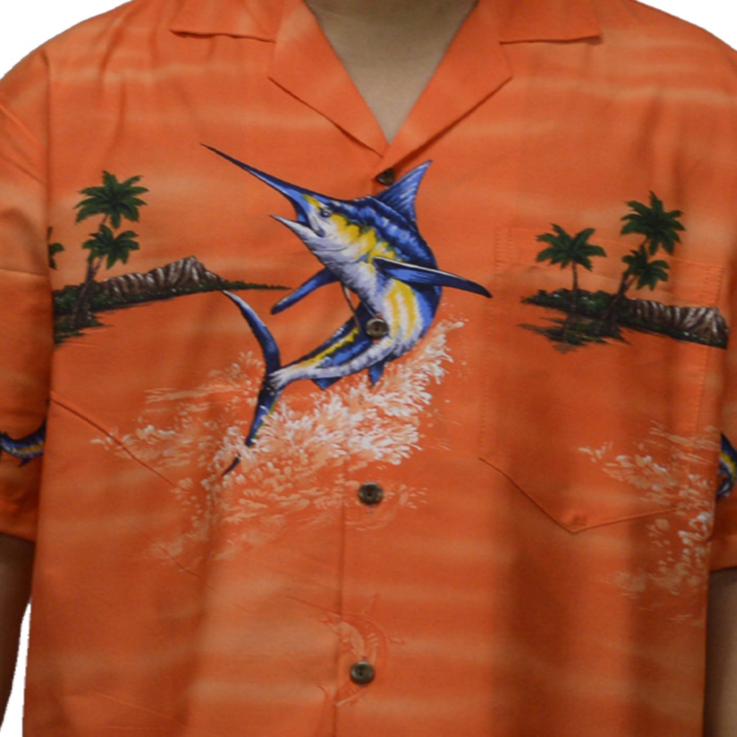 Ky's Hawaiian Cotton Shirt Marlin Breeze - Orange