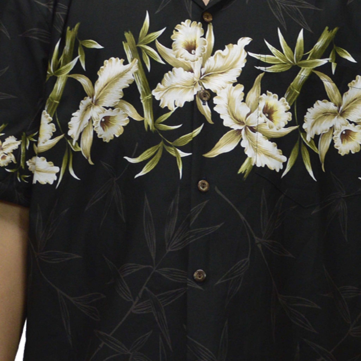 Cotton Hawaiian Shirt Orchid-Black