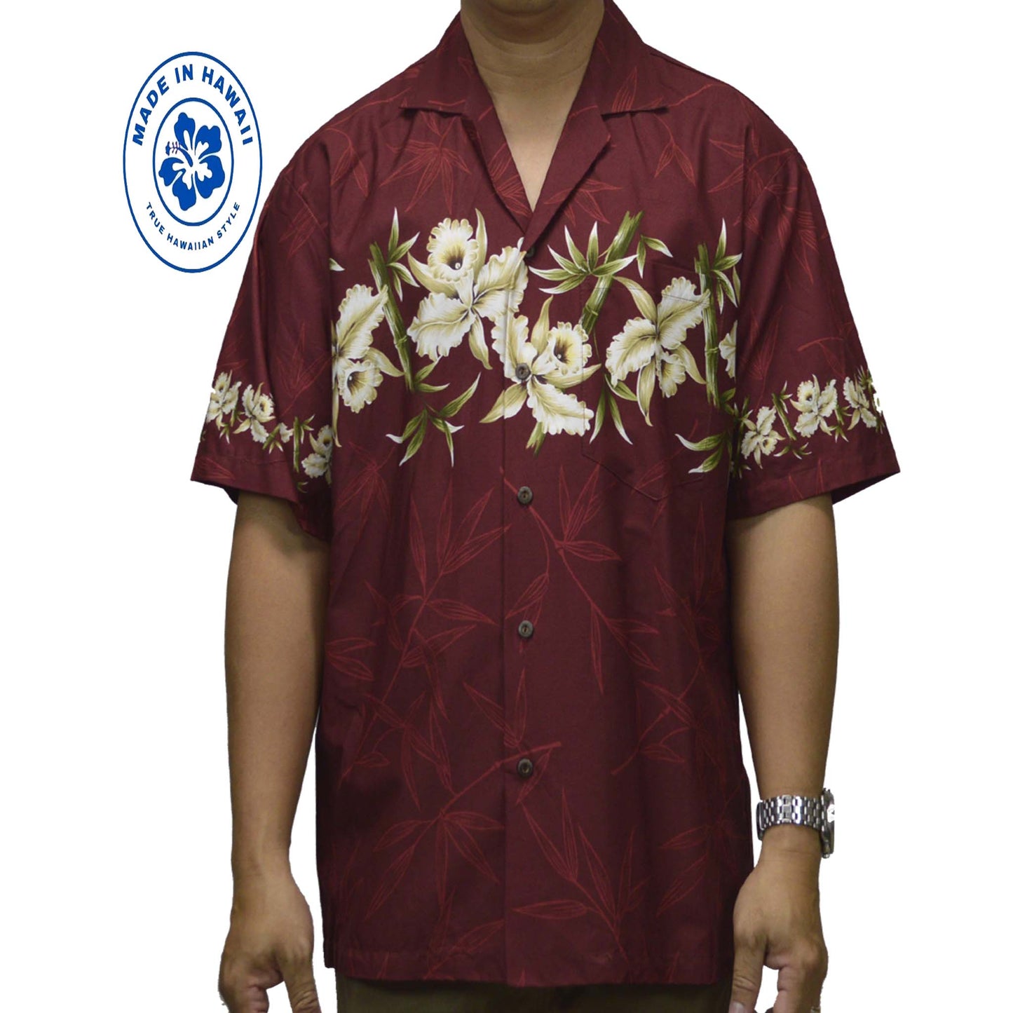 Cotton Hawaiian Shirt Orchid-Red